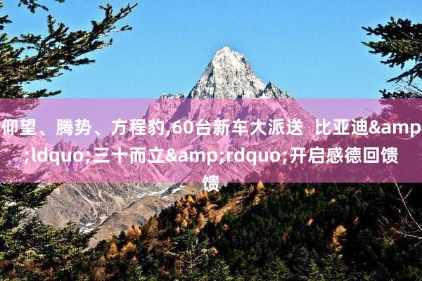 仰望、腾势、方程豹,60台新车大派送  比亚迪&ldquo;三十而立&rdquo;开启感德回馈